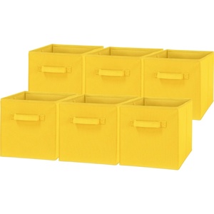 image:imageSimple Houseware 11Inch Foldable Cube Storage Bins Geometric Gray 6PackYellow