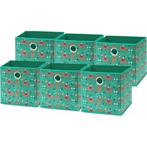 image:imageSimple Houseware 11Inch Foldable Cube Storage Bins with Handle Steel BlueGreen  Lama