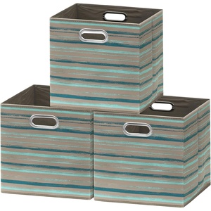 image:imageSimple Houseware 11Inch Foldable Cube Storage Bins with Handle Steel BlueGreen