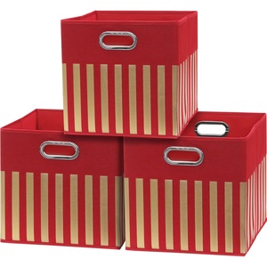 image:imageSimple Houseware 11Inch Foldable Cube Storage Bins with Handle Steel BlueRed