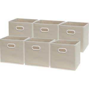image:imageSimple Houseware 11Inch Foldable Cube Storage Bins with Handles GrayBeige