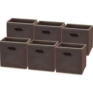 image:imageSimple Houseware 11Inch Foldable Cube Storage Bins with Handles GrayBrown