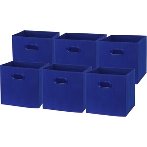 image:imageSimple Houseware 11Inch Foldable Cube Storage Bins with Handles GrayDark Blue