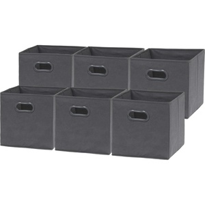image:imageSimple Houseware 11Inch Foldable Cube Storage Bins with Handles GrayDark Grey