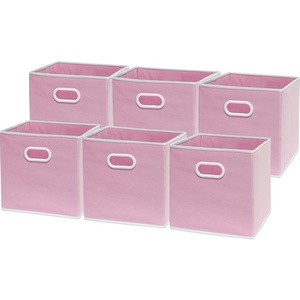 image:imageSimple Houseware 11Inch Foldable Cube Storage Bins with Handles GrayPink