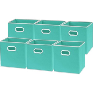 image:imageSimple Houseware 11Inch Foldable Cube Storage Bins with Handles GrayTurquoise