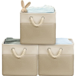 image:imageSimple Houseware 13 x 13 Large Fabric Storage Cubes 3 Pack BlueBeige