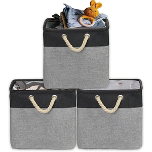 image:imageSimple Houseware 13 x 13 Large Fabric Storage Cubes 3 Pack BlueDark Gray