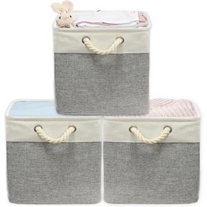 image:imageSimple Houseware 13 x 13 Large Fabric Storage Cubes 3 Pack BlueGrey