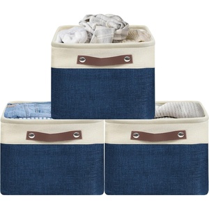 image:imageSimple Houseware 13 x 13 Large Fabric Storage Cubes 3 Pack BlueSteel Blue