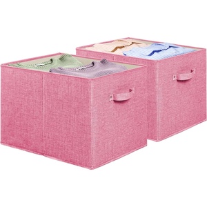 image:imageSimple Houseware 15 x 13 Foldable Fabric Storage Bin with Handles PinkPink