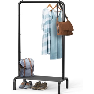 image:imageSimple Houseware 30 W Narrow Freestanding Garment Rack with Shelves Black