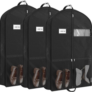 image:imageSimple Houseware 60 Travel Garment Bag 4 Gusset Lightweight Gray 3 Pack43Inch w Pocket  3Pack  Black