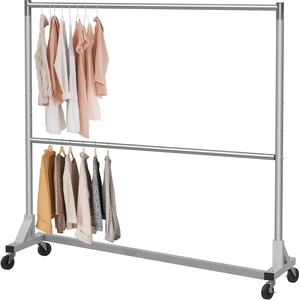 image:imageSimple Houseware Commercial Grade ZBase Double Rod Garment Rack Silver