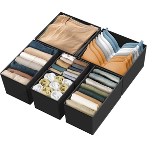 image:imageSimple Houseware Foldable Drawer Organizer Stocking Bin Set of 12 GrayBlack