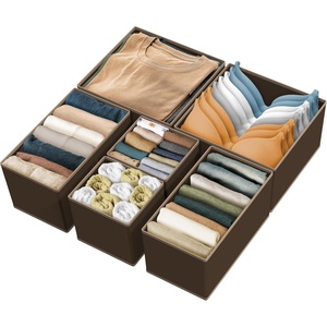 image:imageSimple Houseware Foldable Drawer Organizer Stocking Bin Set of 12 GrayBrown