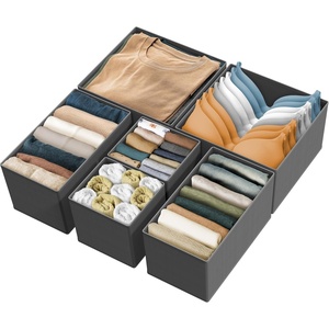 image:imageSimple Houseware Foldable Drawer Organizer Stocking Bin Set of 12 GrayDark Gray