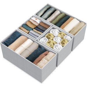 image:imageSimple Houseware Foldable Drawer Organizer Stocking Bin Set of 12 GrayGray