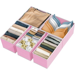 image:imageSimple Houseware Foldable Drawer Organizer Stocking Bin Set of 12 GrayPink