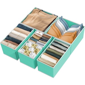 image:imageSimple Houseware Foldable Drawer Organizer Stocking Bin Set of 12 GrayTurquoise