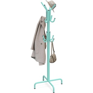 image:imageSimple Houseware Standing CoatHat Hanger Organizer Rack 12 Hooks BronzeTurquoise