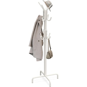 image:imageSimple Houseware Standing CoatHat Hanger Organizer Rack 12 Hooks BronzeWhite