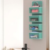 image:imageSimple Houseware 4 Clear Window Pocket Over Door Hanging Organizer GrayTurquoise
