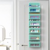 image:imageSimple Houseware 4 Clear Window Pocket Over Door Hanging Organizer GrayTurquoise