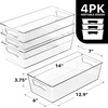 image:imageSimple Houseware 4 Pack Clear Fridge Storage Bins Organizer 12x62x344 Pack  14 x 7 x 375