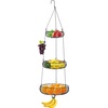 image:imageSimple Houseware Adjustable Metal Hanging Fruit Basket Oblate Black 11 W x 11 L x 30 HGold
