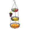 image:imageSimple Houseware Adjustable Metal Hanging Fruit Basket Oblate Black 11 W x 11 L x 30 HGold