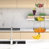 image:imageSimple Houseware Adjustable Metal Hanging Fruit Basket Oblate Black 11 W x 11 L x 30 HGold