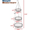 image:imageSimple Houseware Adjustable Metal Hanging Fruit Basket Oblate Black 11 W x 11 L x 30 HGold