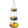 image:imageSimple Houseware Adjustable Metal Hanging Fruit Basket Oblate Black 11 W x 11 L x 30 HGold