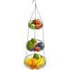 image:imageSimple Houseware Adjustable Metal Hanging Fruit Basket Oblate Black 11 W x 11 L x 30 HGold