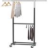 image:imageSimple Houseware Double Rod Adjustable Clothing Garment Rack GreyBlack