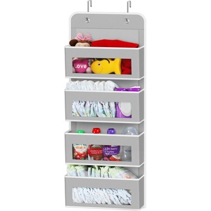 image:imageSimple Houseware 4 Clear Window Pocket Over Door Hanging Organizer GrayGray