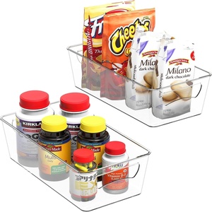 image:imageSimple Houseware 4 Pack Clear Fridge Storage Bins Organizer 12x62x342 Pack  12 x 6 x 34