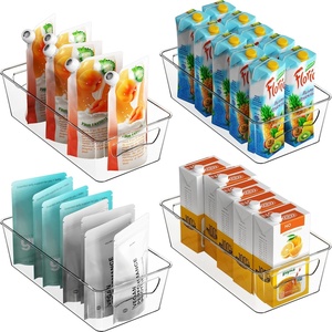 image:imageSimple Houseware 4 Pack Clear Fridge Storage Bins Organizer 12x62x344 Pack  12 x 6 x 34