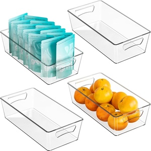 image:imageSimple Houseware 4 Pack Clear Fridge Storage Bins Organizer 12x62x344 Pack  14 x 7 x 375