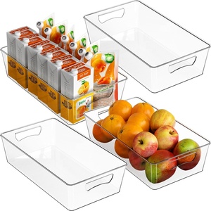 image:imageSimple Houseware 4 Pack Clear Fridge Storage Bins Organizer 12x62x344 Pack  15 x 8 x 375