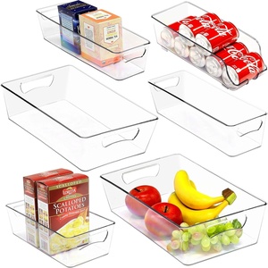 image:imageSimple Houseware 4 Pack Clear Fridge Storage Bins Organizer 12x62x346 Pack  Assorted Sizes