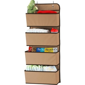 image:imageSimple Houseware 4 Pocket Over the Door Wall Mount Hanging Organizer BeigeBeige
