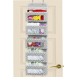 image:imageSimple Houseware 5 Clear Window Pocket Over Door Hanging Organizer ColorfulGeometric Gray