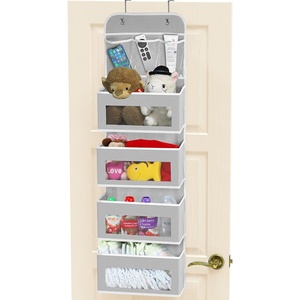 image:imageSimple Houseware 5 Clear Window Pocket Over Door Hanging Organizer ColorfulGray