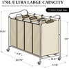 image:imageSimple Houseware 4Bag Heavy Duty Laundry Sorter Rolling Cart Dark GreyChrome