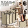 image:imageSimple Houseware 4Bag Heavy Duty Laundry Sorter Rolling Cart Dark GreyChrome
