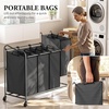 image:imageSimple Houseware 4Bag Heavy Duty Laundry Sorter Rolling Cart Dark GreyDark Grey