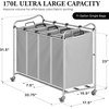 image:imageSimple Houseware 4Bag Heavy Duty Laundry Sorter Rolling Cart Dark GreySilver