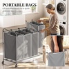 image:imageSimple Houseware 4Bag Heavy Duty Laundry Sorter Rolling Cart Dark GreySilver